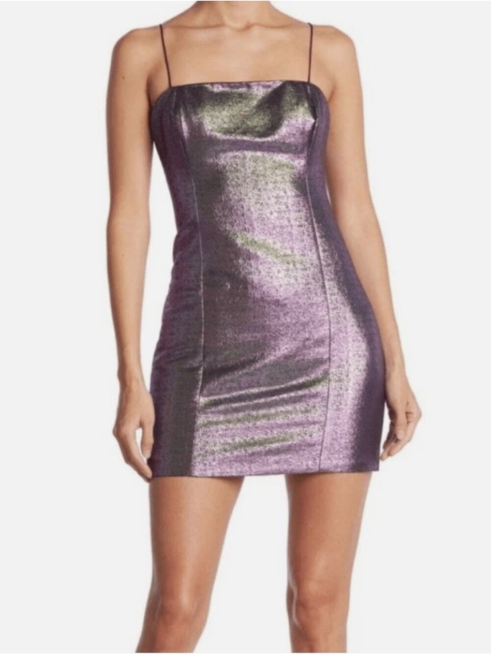 LIKELY Hayley Iridescent Purple Multicolor Metallic Sleeveless Mini Dress Size 6